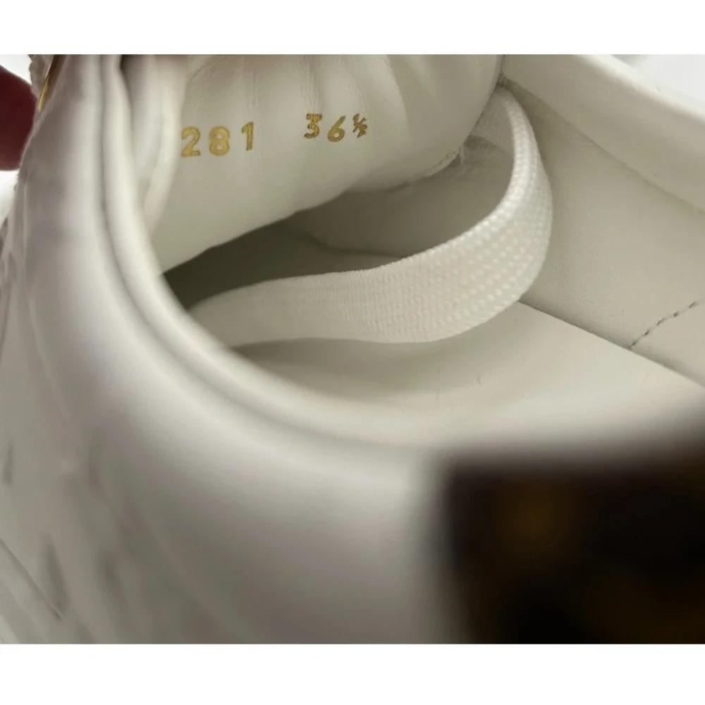 Louis Vuitton White Leather Platform Sneakers with Black Heel Tab